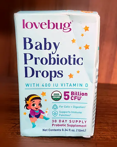 Baby Probiotic Drops with 400 IU Vitamin D, 5 Billion CFU by Lovebug