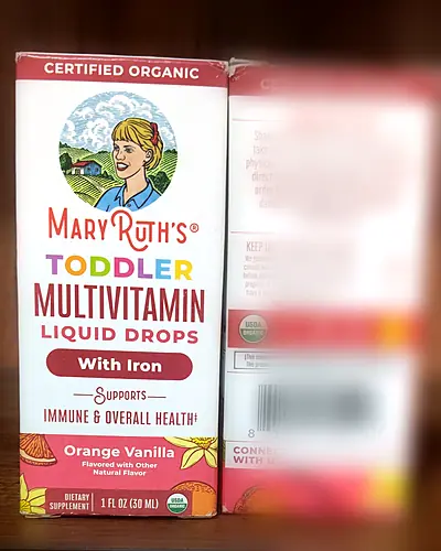 Toddler Multivitamin Liquid Drops with Iron, Orange Vanilla by MaryRuth's